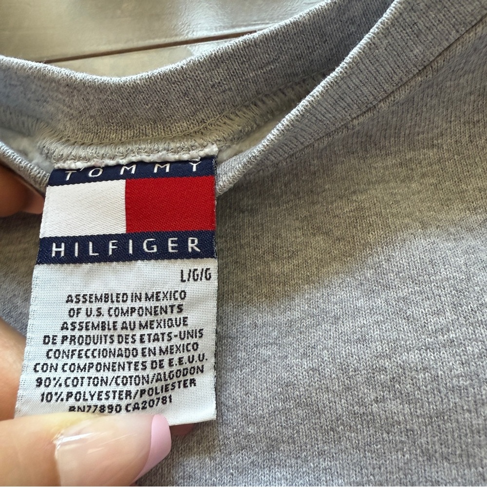 Tommy Hilfiger Vintage Light Gray Sweatshirt with Flag Logo - Picture 3 of 6